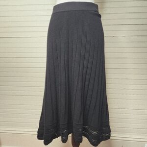 Saphire Mass Black Ribbed Knit Midi Skirt XL